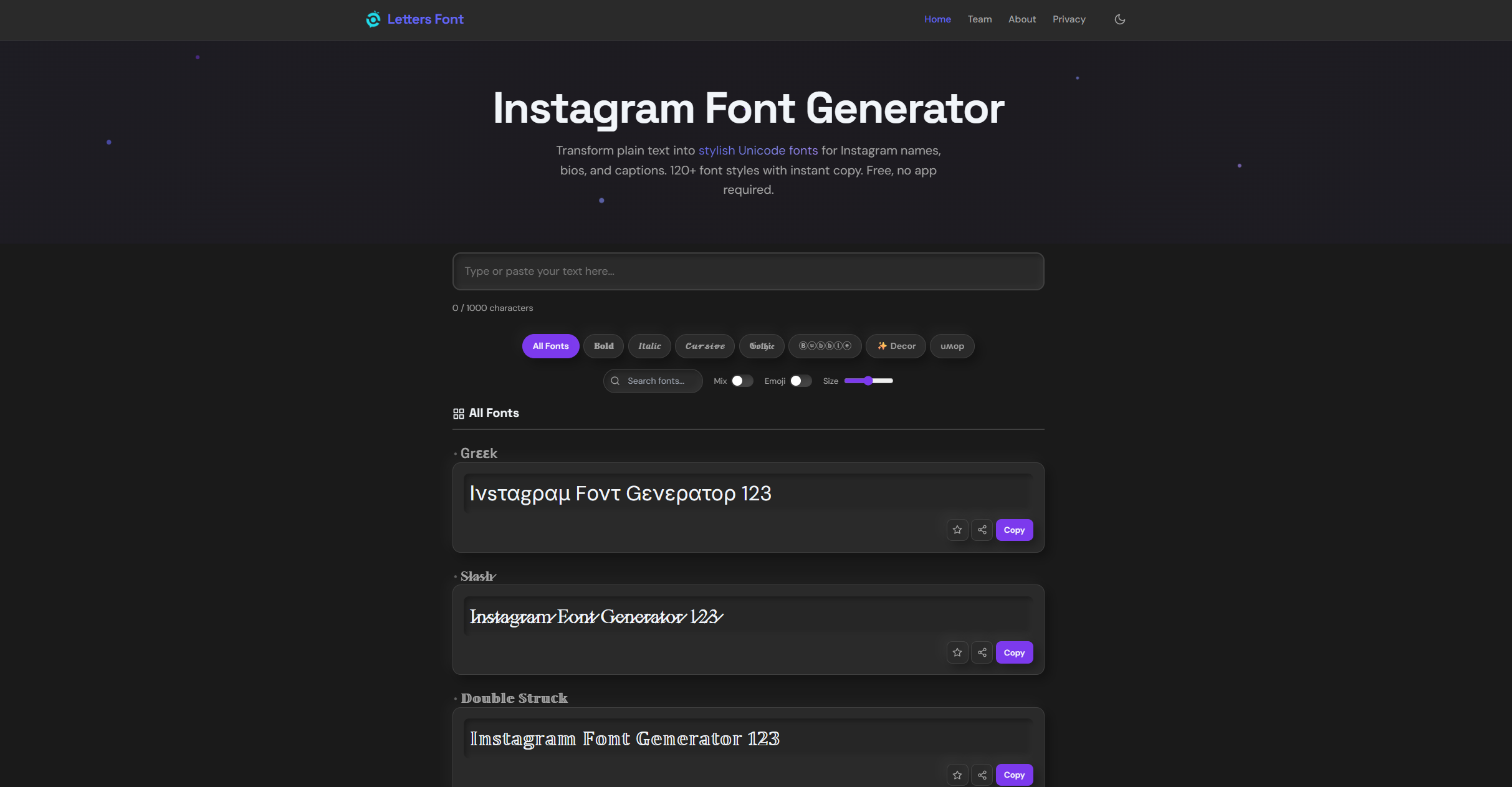 Letters Font Tool Screenshot